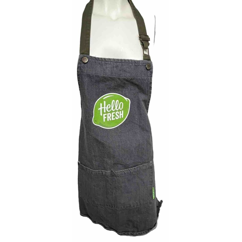 Chef Bib Apron Denim Pockets Adjustable Gray Hello Fresh Swag Cook Bake Grill